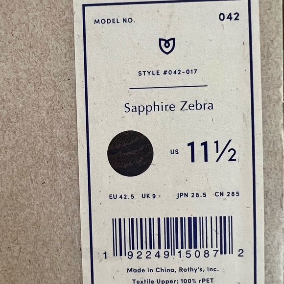ROTHY'S Sapphire Zebra Flats NEW w/Box Size 11.5 - Picture 7 of 9